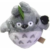 24 Gray Totoro Plush with Black Susuwatari Ball and Green Leaf