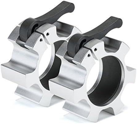 Lockjaw Barbell Collars, Pair - Set of 2, Aircraft Grade Aluminim - Fits 2 Olympic Barbell, Silver