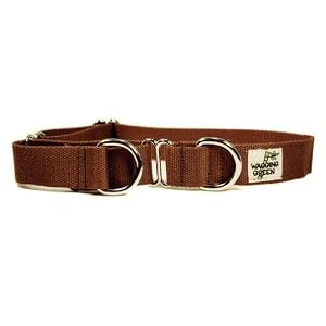 Designer Dog Collar - Bamboo Tree Bark Martingale Collar - Brown - Small - Made in USA