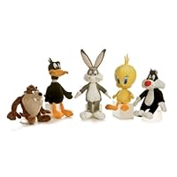 Looney Tunes Huggable Set with Bugs Bunny, Daffy Duck, Taz, Tweety, and Sylvester 6 inch Toy Stuffed Animals