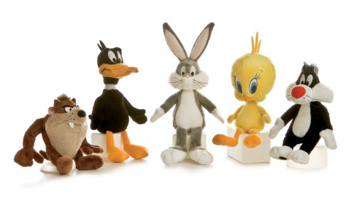 Looney Tunes Huggable Set with Bugs Bunny, Daffy Duck, Taz, Tweety, and Sylvester 6 inch Toy Stuffed Animals