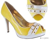 PATENT BUCKLE STRAP PEEP TOE PLATFORM
