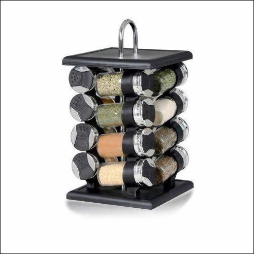 Longden Enterprises GSR3318 16 Jar Black and Chrome Spice rack- case of 2