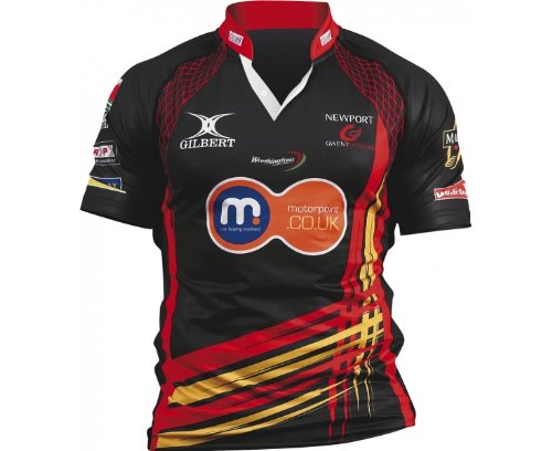 GILBERT Men's Newport Gwent Dragons Home Replica Shirt, XL GILBERT Men's Newport Gwent Dragons Home Replica Shirt, XL