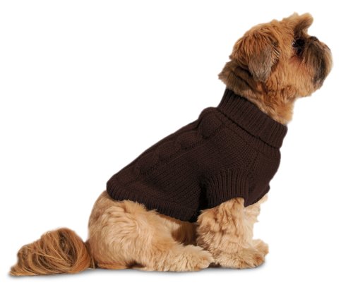 Dogs Kingdom DKROLPULB Rollkragenpullover mit Zopfmuster, 25 cm R&uuml;ckenl&auml;nge, braun Preisvergleich