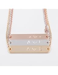 Guild Product: A Delicate Name Bar Necklace - Dainty 16K Gold Rose Gold Silver Handstamped Letter Personalized Delicate Plate Initial Charms Necklace Bridesmaid Gift