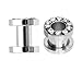 Plugs Surgical Steel Double Flared Hollow Tunnels CZ 2 Pieces from 8 Gauge - 00 Gauge