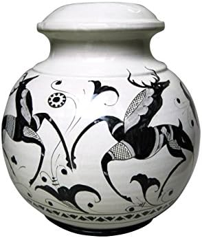 Hand decorated and shaped ceramic lamp stand. Height: 25 cm. Width: 23 cm.