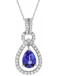 14K White Gold Tanzanite and Diamond Pendant -- LIFETIME WARRANTY
