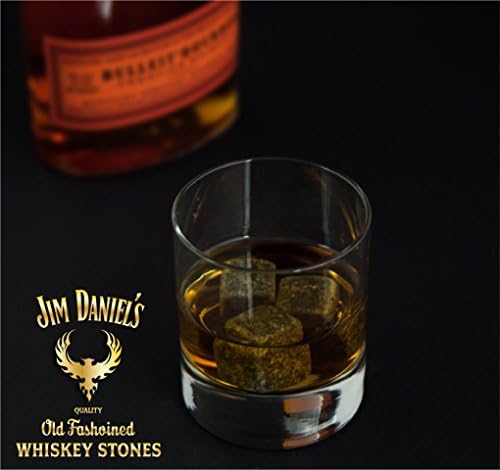 Jim Daniels Whiskey Stones Luxury Soapstone for Chillin Bourbon Whiskey + Scotch on the Rocks. Set of 9 Old Fashioned Sipping Stones. Cool Ice Cube Replacement makes Elegant Gift for Refined Gentleman