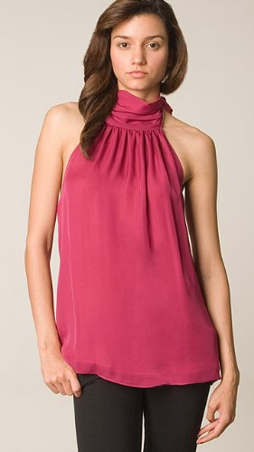 Alice + Olivia Berry/Pink Tie Neck Halter Top