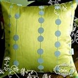 Elegant Decorative Green Throw Pillow Cover 18"x18" - Classic Flocking Floral Design