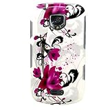 Hard Snap on Plastic With RED FLOWER ON WHITE Design Sleeve Faceplate Cover ....