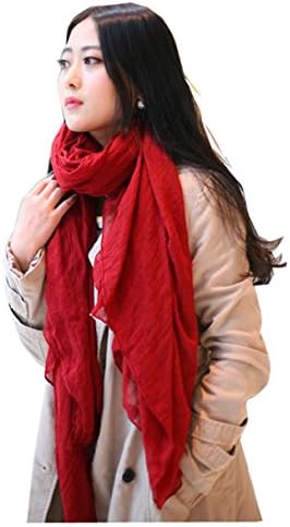 Nyrn Womens Solid Color Long Scarf,Cotton Blended Fabric Scarves