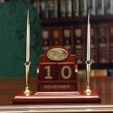 WAKE FOREST DEMON DEACONS Team Logo 8 Wide Wood PERPETUAL CALENDAR / DESK CADDY (with a handsome Pen Set)