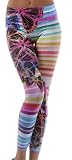 Petite One Size Capri Footless Cropped Rainbow Stripes Butterfly Print Stretch Leggings