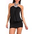Sexy Damen Sommer Party Kleid Cocktail Minikleid Partykleid Neckholder Steinchen 5 Verschiedene Farben