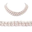 Triple Strand 16-18 Inches 7-8mm White Oval Shape Freshwater Cultured Pearl Necklace