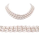 AugustinaJewelry Triple Strand 16-18 Inches 7-8mm White Oval Shape Freshwater Cultured Pearl Necklace