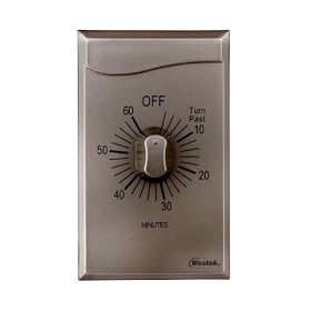 Westek TMSW60MS Hardwire Indoor In-Wall 60 Minute Mechanical Countdown Timer with Wallplate, Stainless