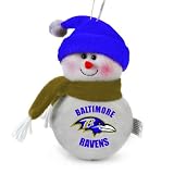 Pack of 3 NFL Baltimore Ravens Plush Snowman Christmas Ornaments 6"