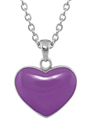 Lauren G Adams Girls Rhodium Heart Pendant Necklace with Enamel