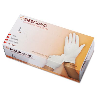 MediGuard Powdered Latex Exam Gloves, Large, 100/Box, Sold as 100 Each