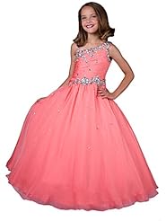 Girls  Satin Beaded Lace Crystal Crystals  Ball Gown Flower-Girl Dress/Pageant Dress/Party Dress 