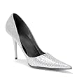 Womens Sexy Texture Stiletto Pump Shoe 4 Inch Heel Pointed Toe Pump Black Silver