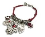 Red Cord Bracelet with Hamsa/Hand of Fatima and Evil Eye Charms - Good Luck Bracelet