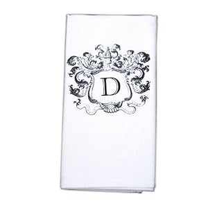 Noble Initials Damask Bar Guest Towel, 'D' Crest Monogram