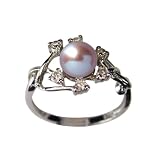 Entwining Vine Cultured Pearl Cubic Zirconia Ring in CAREFREE Sterling Silver, Lavender