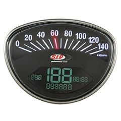 Drehzahlmesser/Tacho SIP f�r Vespa 50 SS/90 SS/125/PV/ET3 /GTR/TS/Super/150 Sprint V /Super/Rally, oval, -199km/h bzw. 125mph, Ziffernblatt: schwarz, Ziffe.. ..rn: wei�, 0-14.000 U/min analog/digital, � km/h, km/Tag, - 250� C, Uhr, 12V AC/DC, Made by KOSO