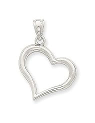 14k White Gold Hanging Polished Open Heart Pendant