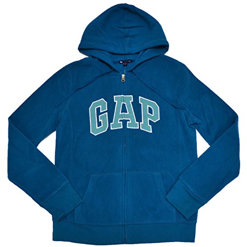 GAP Womens Fleece Hoodie Arch Logo Full Zip Jacket (Blue, Small)