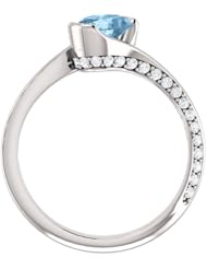 Platinum 7.00x5.00mm Oval Cut Sky Blue Topaz and Diamond Ring -- LIFETIME WARRANTY