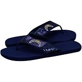 For Bare Feet San Diego Chargers Women's Sequin Flip Flops Medium