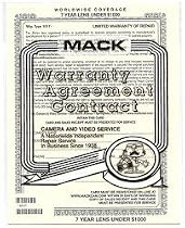 Mack 7-Year Extended Service Warranty For Camera Lenses (for values under $1000)