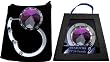1 Silver & Purple with Swarovski Crystal FOLDING Chatt Purse Hook & Black Velvet Pouch and Gift Box