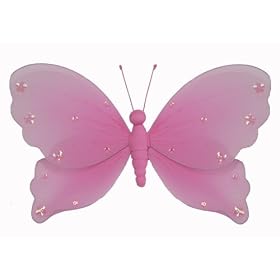 13 Dark Pink Jewel Butterfly nylon hanging ceiling wall baby nursery room wedding decor... by Bugs-n-Blooms