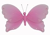 10 Dark Pink Jewel Butterfly nylon hanging ceiling wall baby nursery room wedding decor decoration
