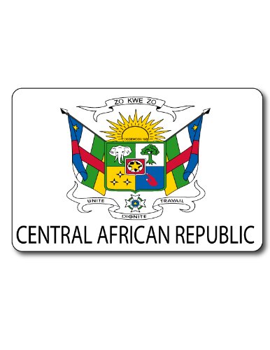 Central African Republic -Country Coat Of Arms Flag Emblem Set Of 4 Rectangular Extra Thin Rubber Placemats - Place Mats - 1/16 Inch Thick - Polyester Top