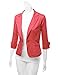 Doublju Womens 3/4 Sleeve Peaked Collar Cropped Blazer
