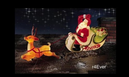 NEW HUGE BLOW MOLD 6 FOOT SANTA WITH SLEIGH MADE IN USA CHRISTMAS DECORATION