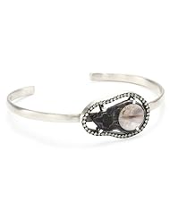 Jordan Alexander "Slice" Silver and Interior Navy Pearl Slice and Diamond Bangle Bracelet