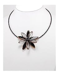 Clear Flower Glass Necklace In Zinc