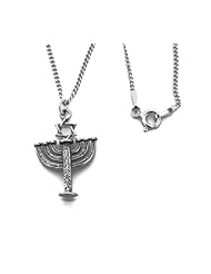 Silver Menorah Necklace - Star of David Pendant - Jewish Jewelry - Religious Gift Ideas for Hanukkah