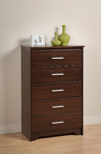 Prepac Coal Harbor 5 Drawer Chest in Espresso Finish