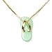 Gold Overlay Sterling Silver Green Chinese Jade Mini Flip-Flop Pendant