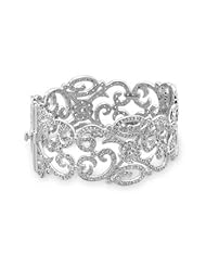 Rhodium Plated Vintage CZ Hinged Bracelet